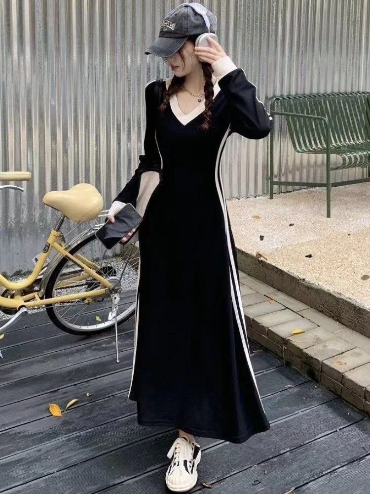 

Oversize Fashion Casual Slim Long Sleeve Dresses Summer Black Office Lady Womens Clothing Spring Korean Fashion Elegant Dress