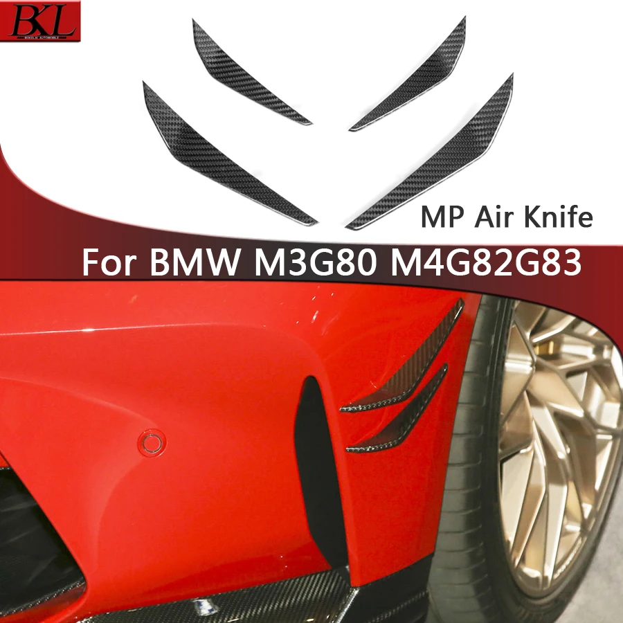 

For BMW M3 G80 M4 G82 G83 Carbon Fiber Car Front Bumper Wind knife Splitter Spoiler Canard Air Knife Surround Trim MP Style