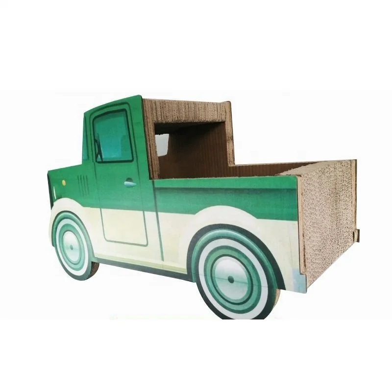 

Green Car Eco-friendly Durable Corrugated Paper Pet Toy Cat Scratcher Nest Cardboard Play Cat House