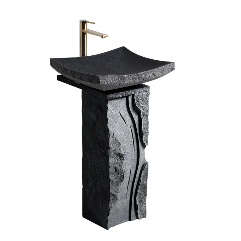 Original Stone Pillar Basin Mountain And River Zhi Floor-to-ceiling Integrated Basin Balcony Garden Courtyard Sink