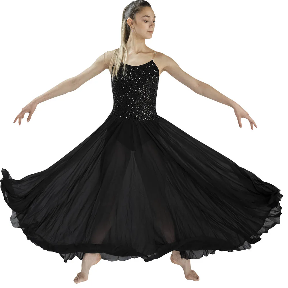 Kids Nylon/Lycra Sequin Dance Leotard Dress Chiffon Irregular Skirts Girls Ballet Dancewear Ladies Costume Lyrical Dance Dress