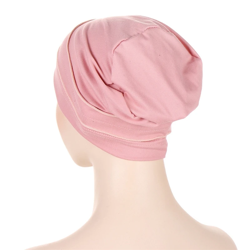 3D Flowers Turban Cap Beanies for Women Muslim Hijab Head Cover Ladies Solid Color India Cap Bandanas Hair Loss Cancer Chemo Cap