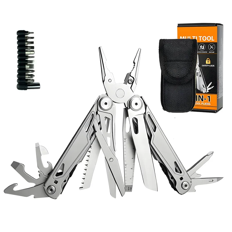 16 In 1Outdoor Mini Folding Muilti-functional Plier Clamp Keychain Outdoor Hiking Tool Pocket Multitools Knife