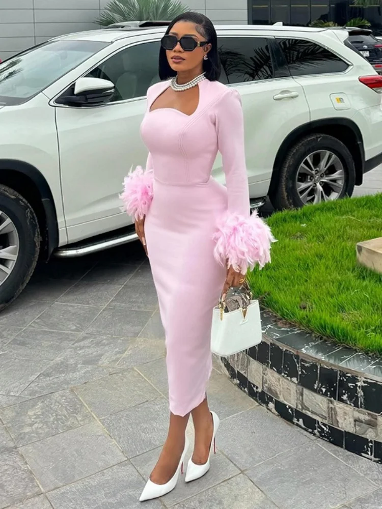 

Wmstar платье женское оптовое осеннее новое стильное милое свежее квадратное платье с длинными рукавами и перьями, украшенное высокой талией для похудения