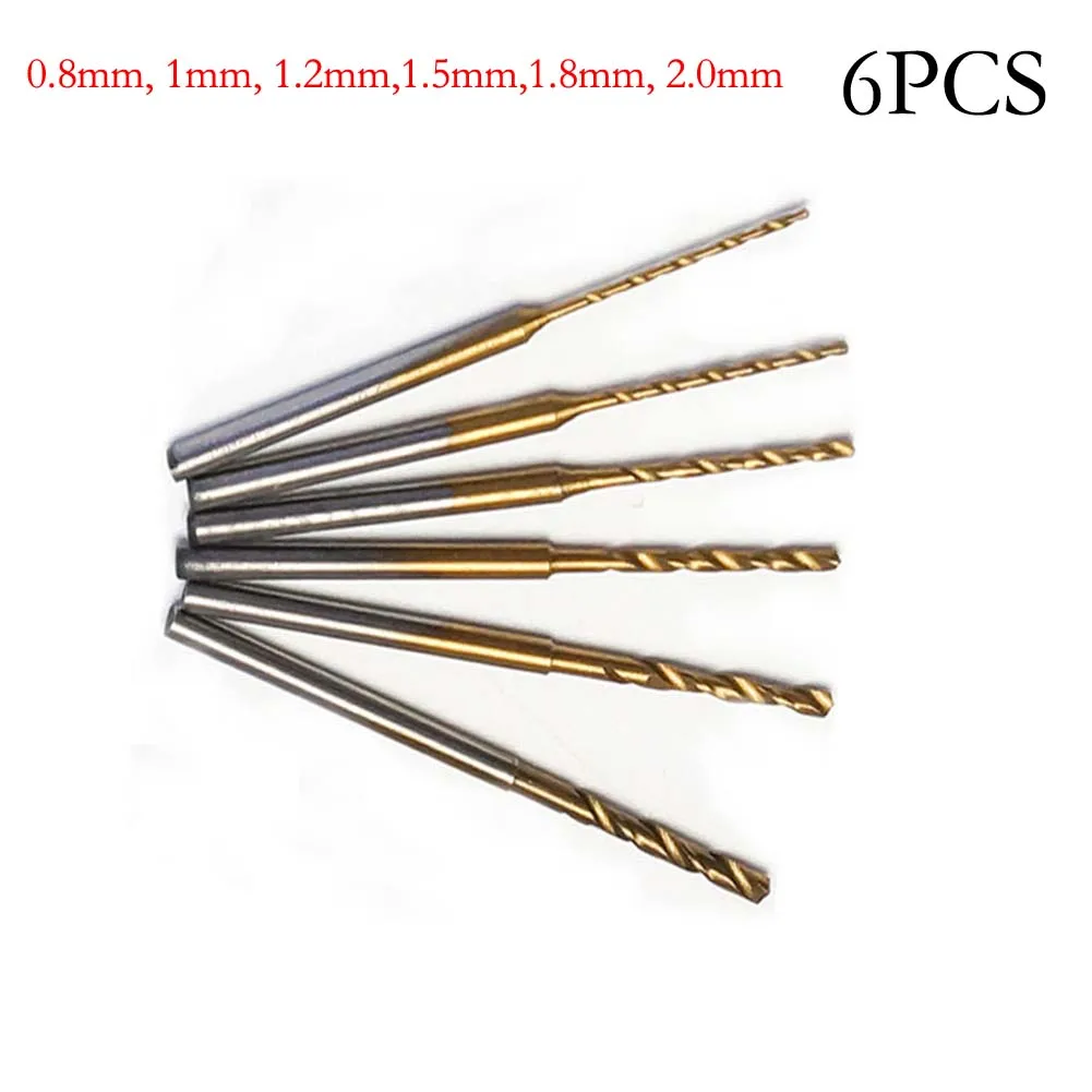 

Precision HSS Drill Bit Set 6 Pieces 0.8 1 1.2 1.5 1.8 2.0mm Diameter 2.35mm Shank for Miniature Drilling Tasks
