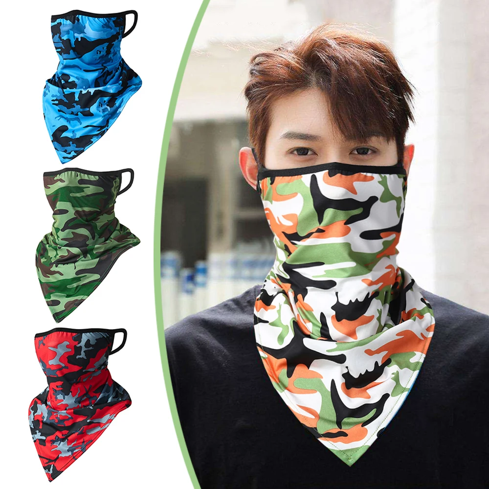 Men Women UV Protect Mask Face Scarf Sunscreen Sports Ice Silk Face Cover Bandana Headwear Summer Cycling Mask Neck Wrap Scarves