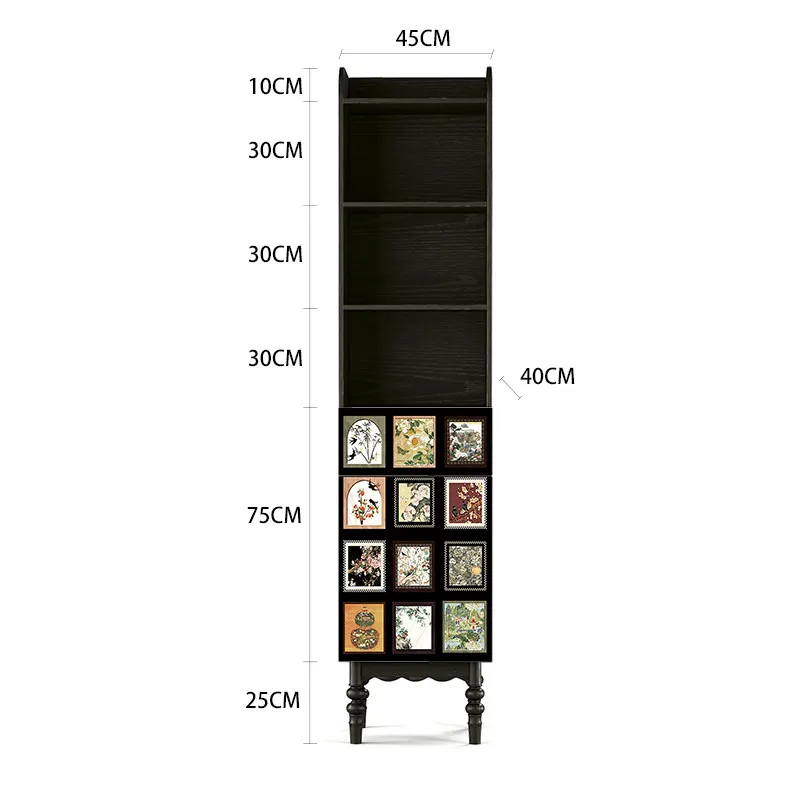 Chinese style all things map display cabinet bookcase living room background locker bedroom bedside integrated storage