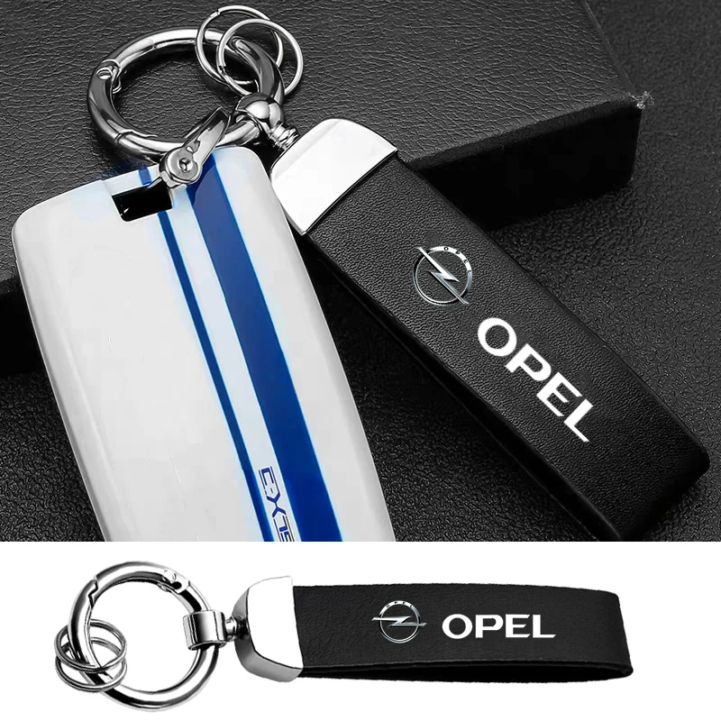 Car Logo Metal PU Leather Car Keychain Ring Auto Accessories For Opel Opc Astra K Vivaro Corsa Zafira Insignia Mokka Car Styling