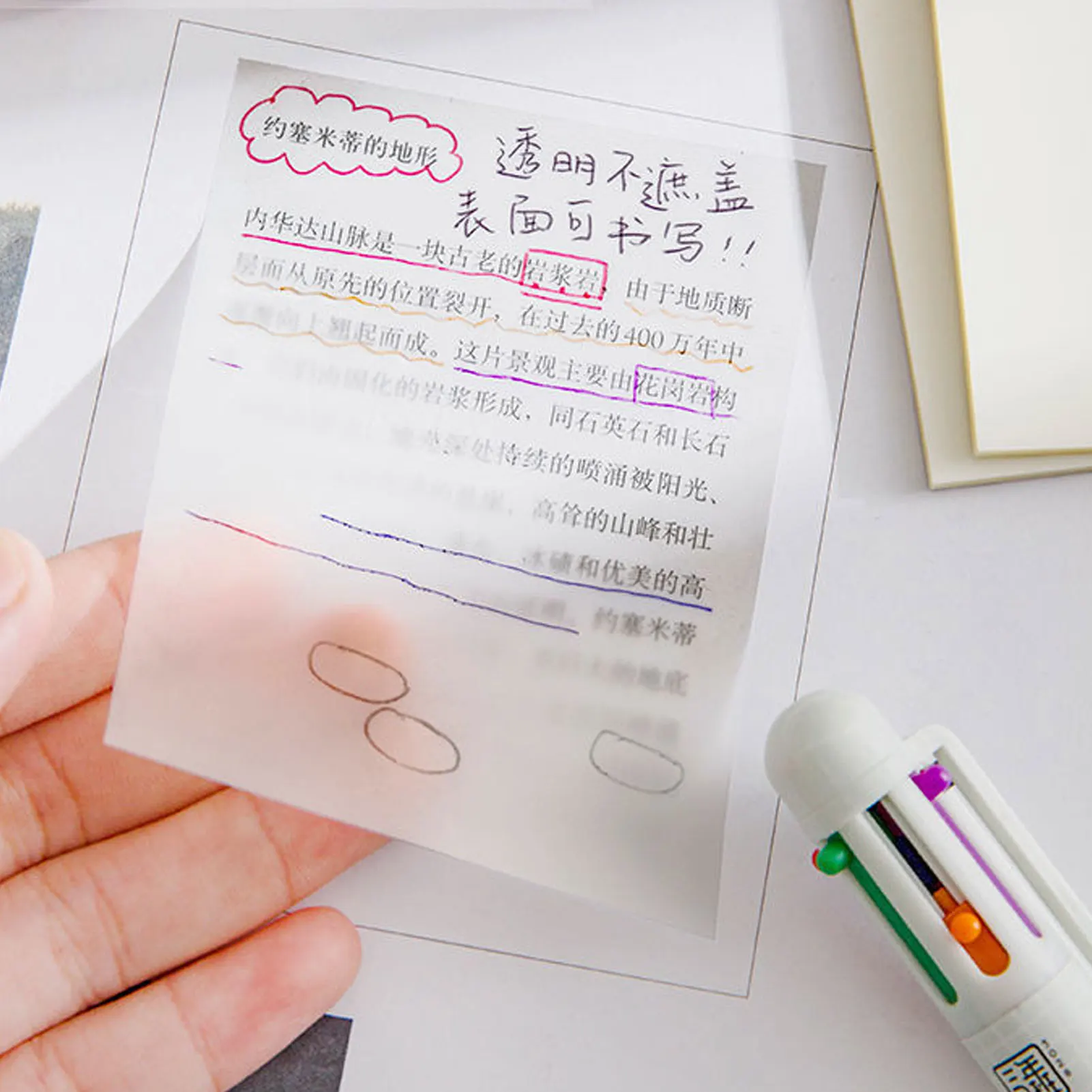 Notas Adhesivas transparentes, 50 hojas, notas adhesivas translúcidas a prueba de agua, translúcidas, autoadhesivas, recordatorios de mensajes