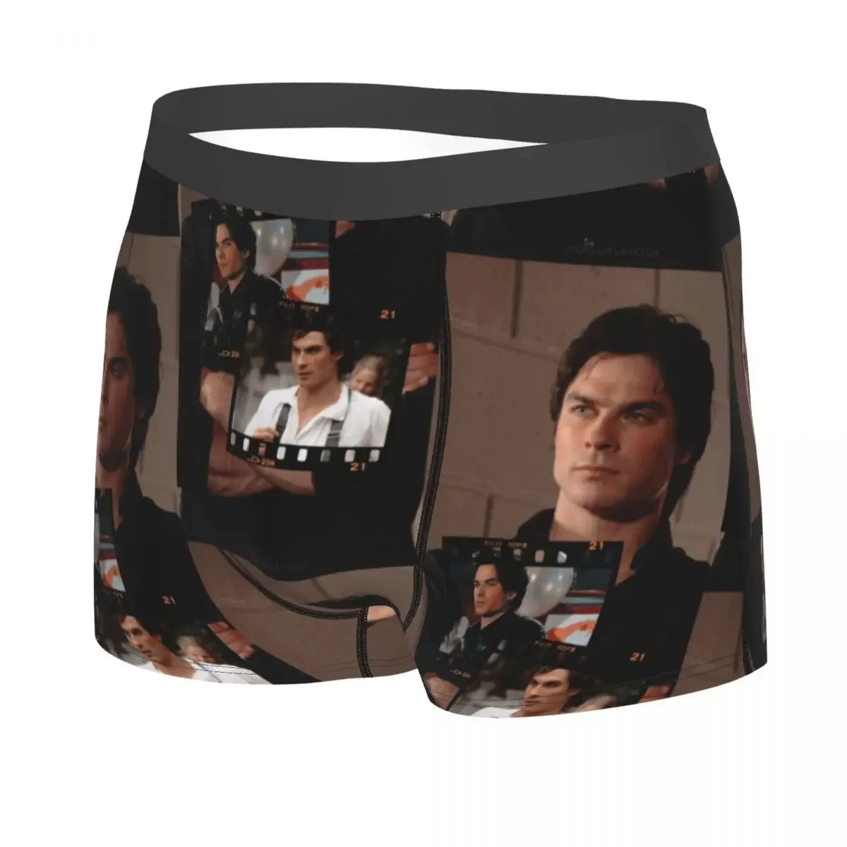 Male Cool The Vampire Diaries Damon Salvatore Collage Underwear Fantasy Film Boxer Briefs Breathable Shorts Panties Underpants