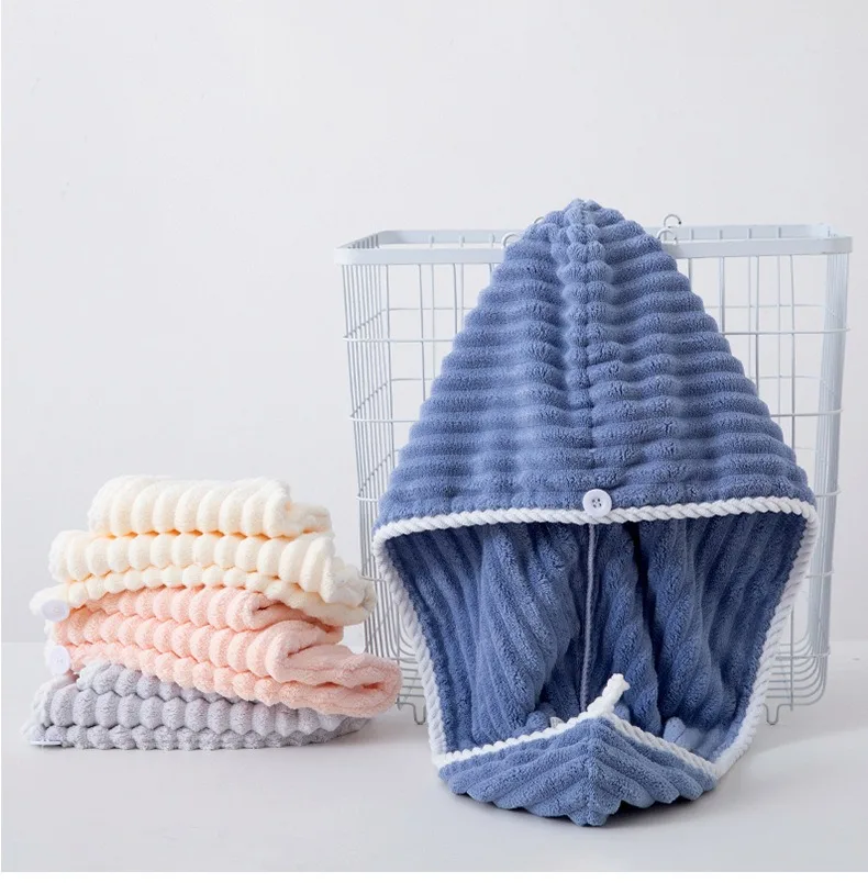 Super Absorbent Hair Turban for Women - Stripe Style Candy Stripe Hair Towel for Women Quick Drying