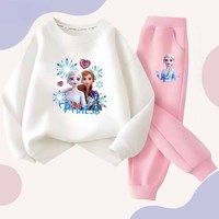 Autumn Children's Cartoon Elsa and Anna Print Clothes Sets Kids Lovely Long Sleeve Pullover Tops & Shorts 2Pcs Outfit Tracksuit
