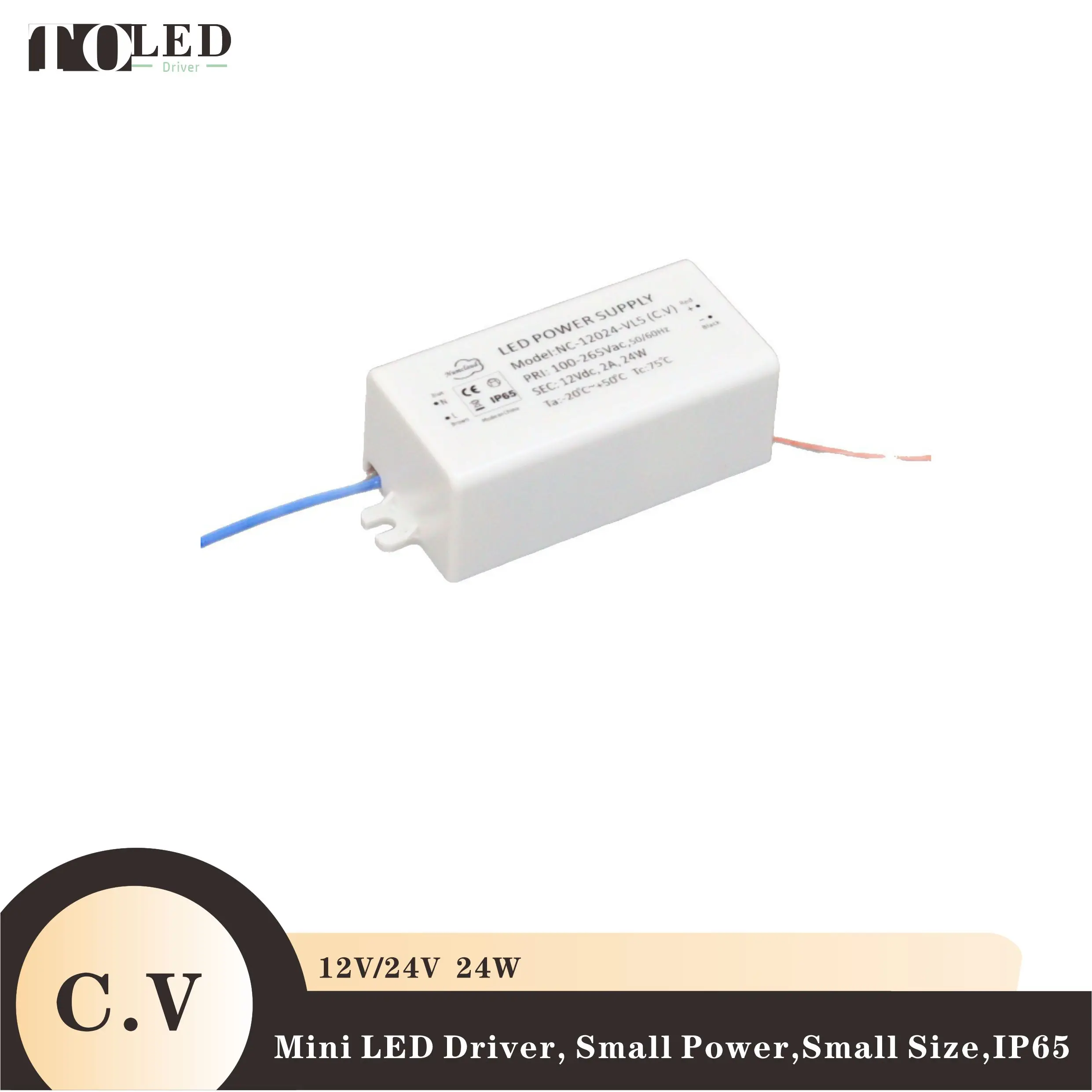 AC100-265V to DC 12V 24V 24w C.V constant voltage mini LED power supply lighting transformer LED driver waterproof small size