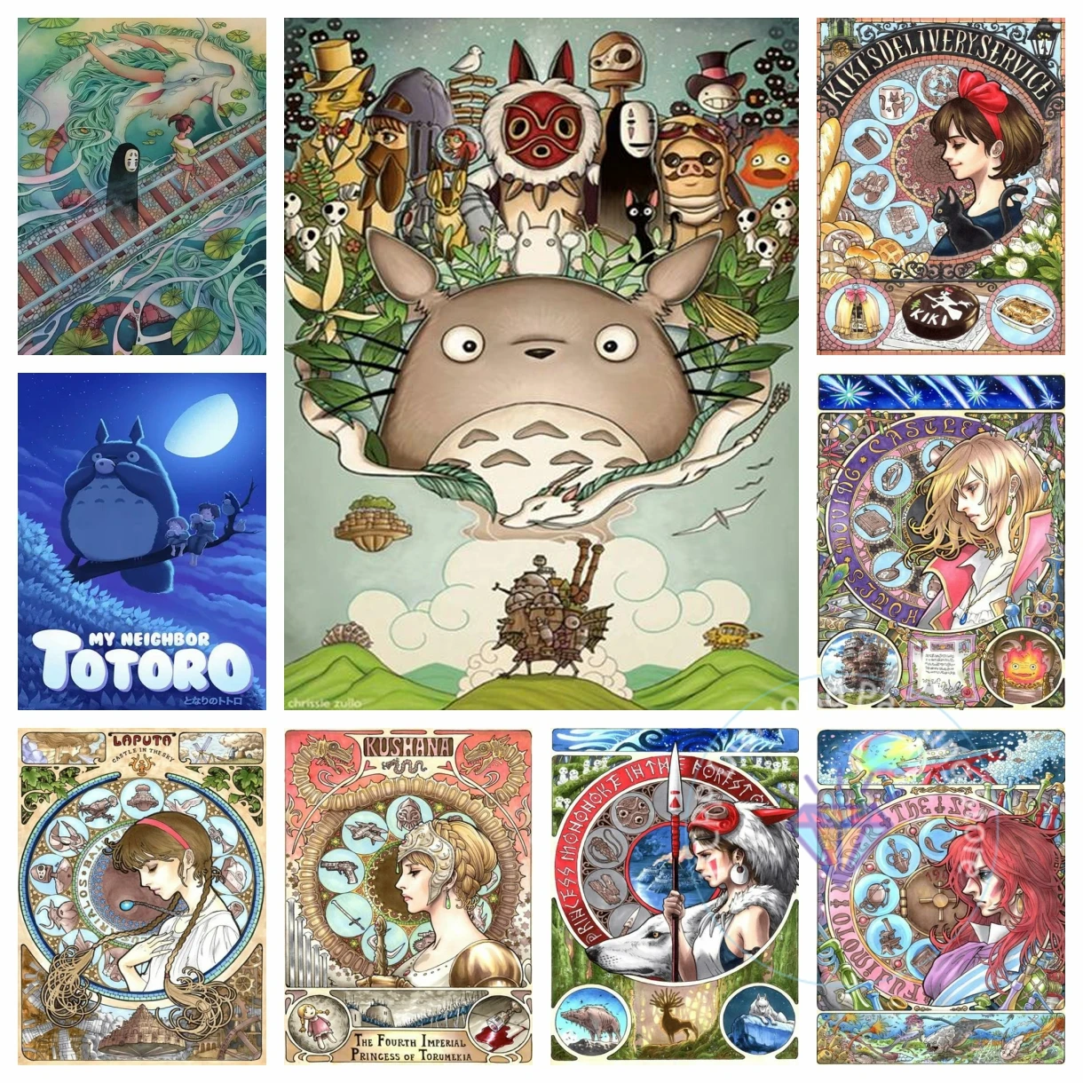 Japan H-Hayao_Miyazaki_Totoro_Ghibli Anime Diamond Painting Kit 5D DIY Diamond Handmade Art Children's Gift Home Decoration