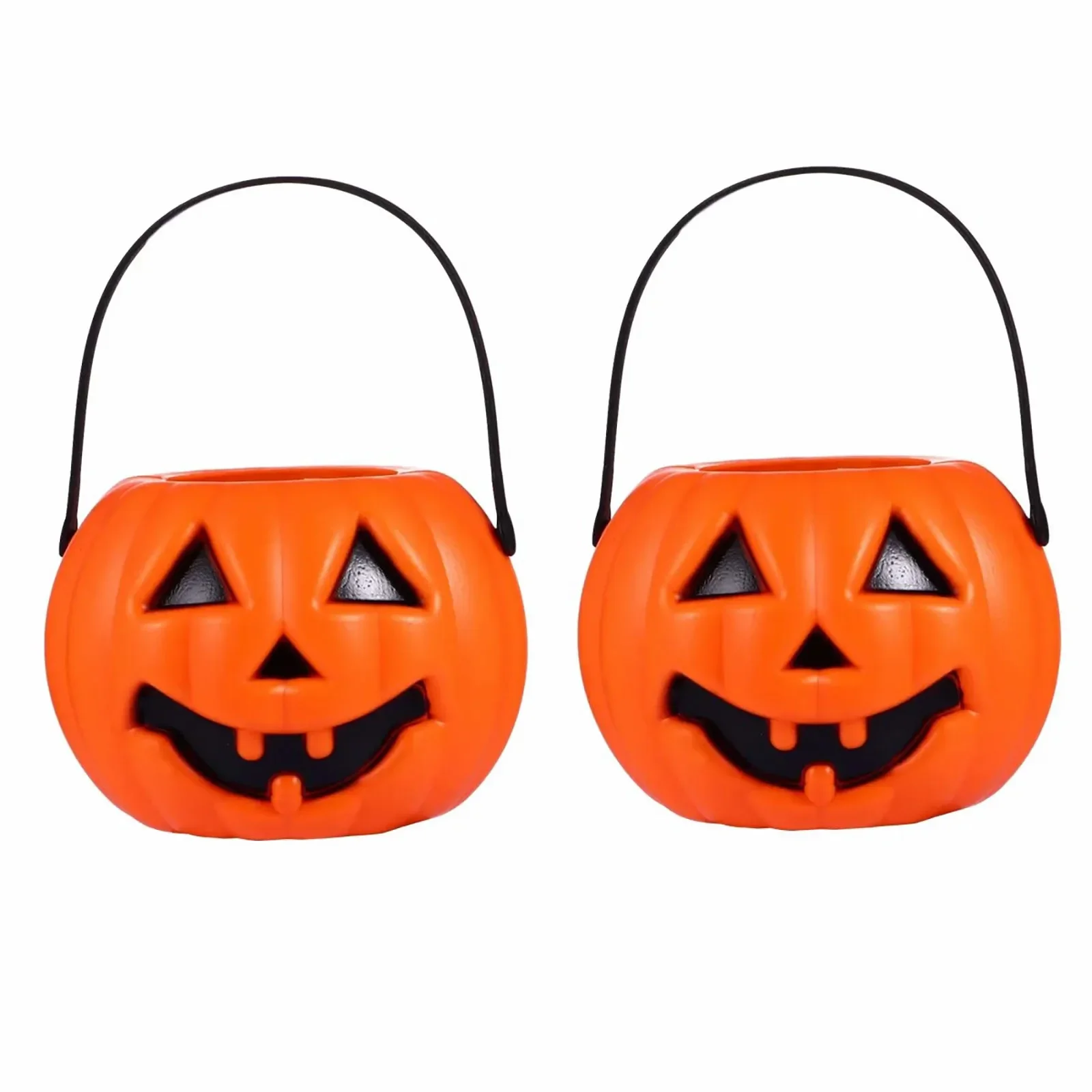 Halloween Candy Bucket Pumpkin Portable Basket Kids Favor Trick Or Treat Orange Bucket Halloween Party Decoration Supplies