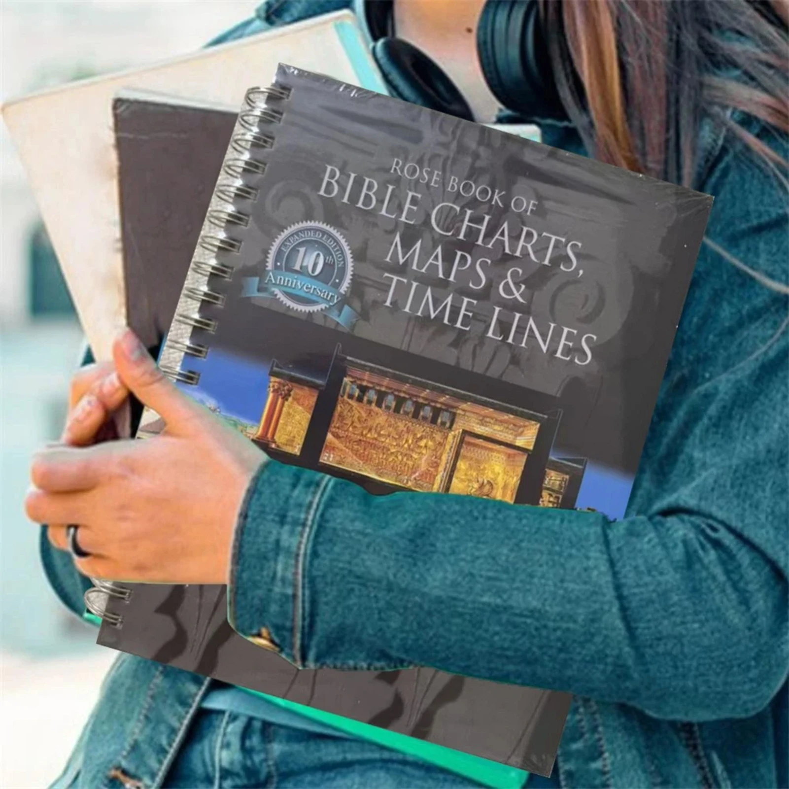 Cuaderno en espiral con personajes bíblicos, gestión del tiempo, planificador de paisajes de viaje, encuadernación de bobina duradera, diseño plano de 180 grados