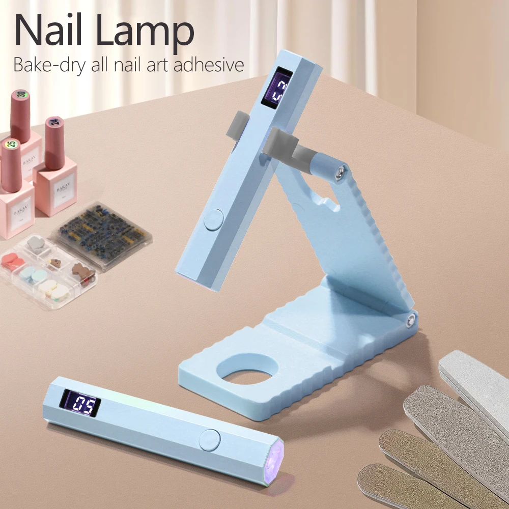 YIKOOLIN Mini UV LED Nail Lamp Foldable Stand USB Rechargeable Digital Display Free USB Cable 2 Colors DIY Manicure Nail Art