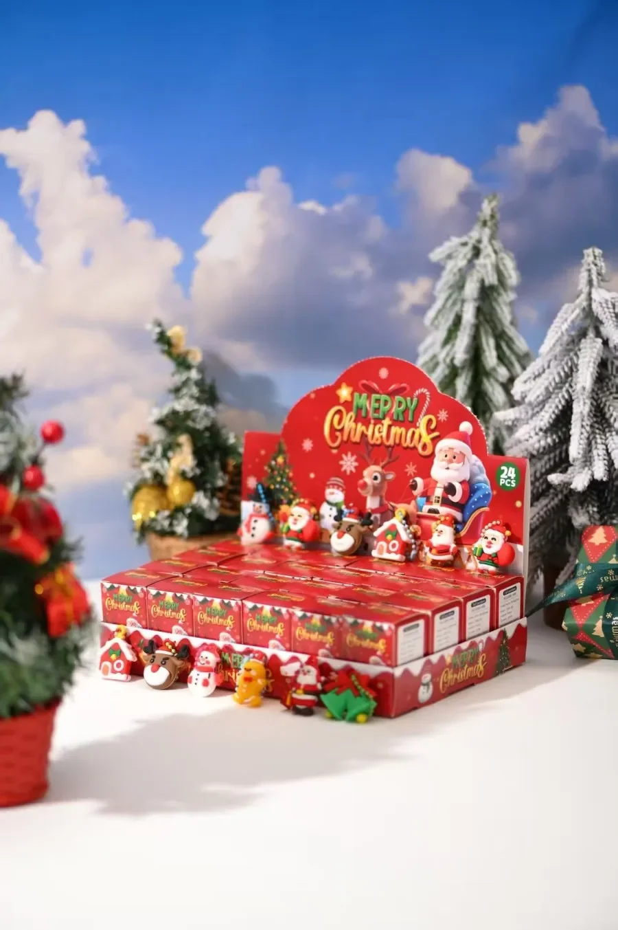 @24Pcs New Christmas Party Blind Box Doll Bead Chain Pendant Keychain Exquisite Toys Cute Pendant Surprise Christmas Gift