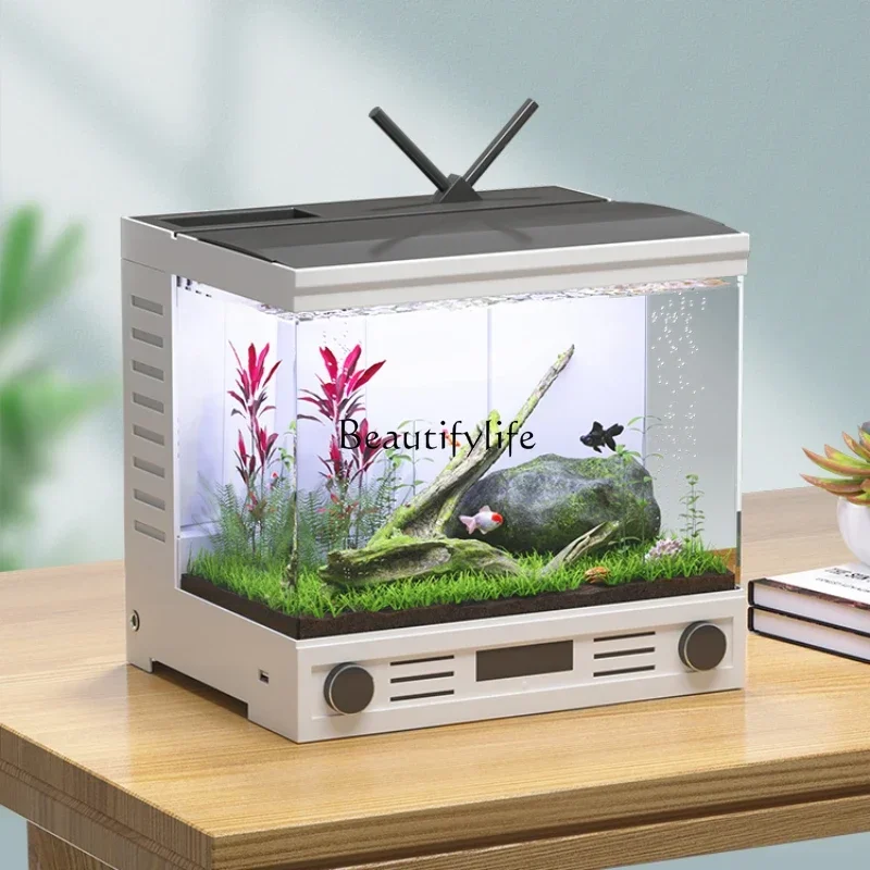 Voice Intelligence Small Fish Tank Living Room Small Desktop Landscape Cylinder Creative Home Mini