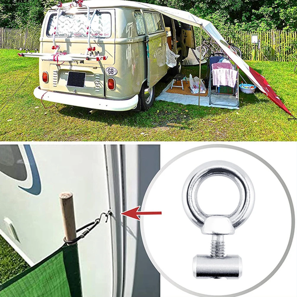 

2PCS Tent Stopper Track Mount M4 Lifting Eye Nuts/Screw Ring Eyebolt Ring Hooking Nut Screws for RV Caravan Boat Camper Awning