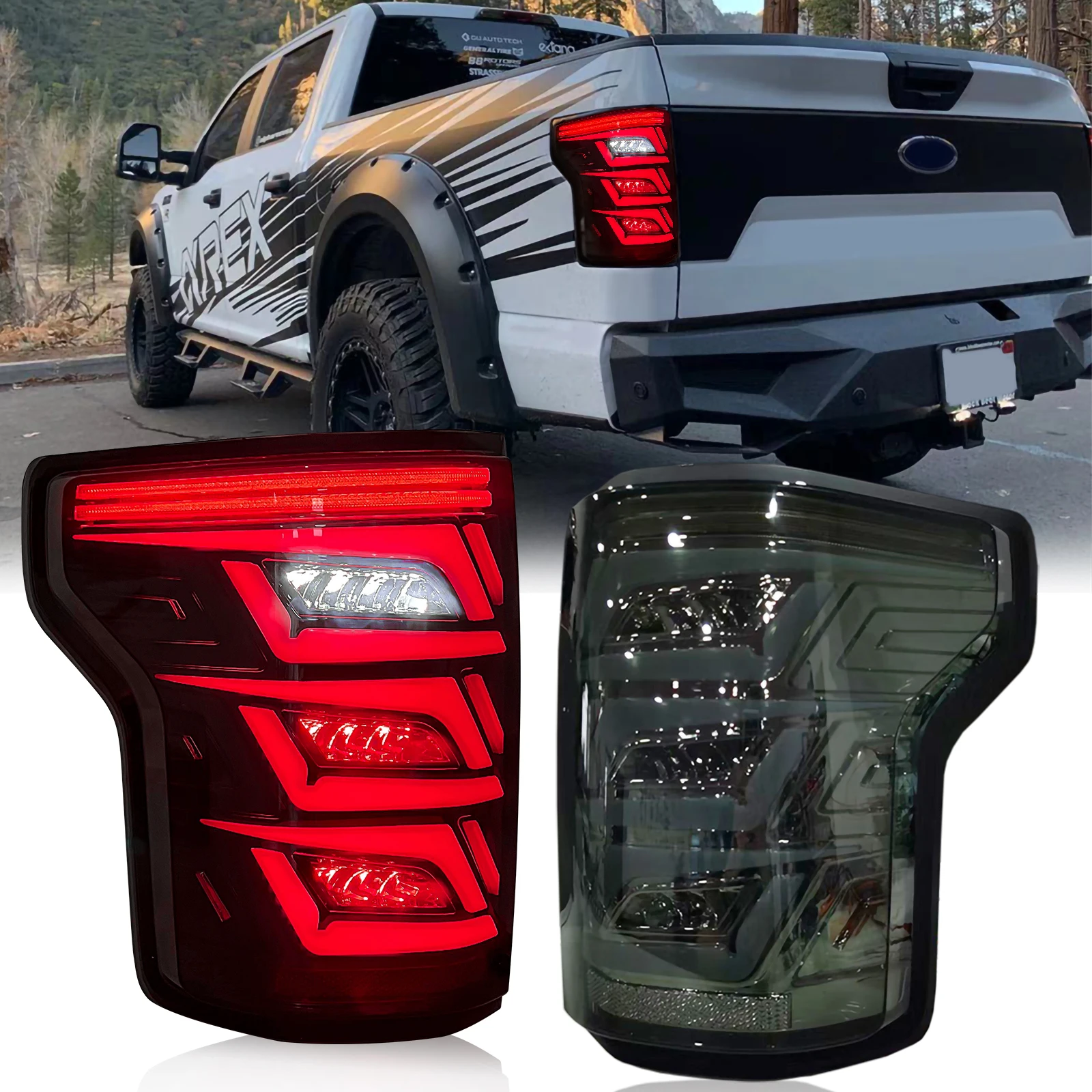 Tail Lights for Ford F150 2015 2016 2017 2018 2019 LED Tail Lamp Car Rear Warning Brake Stop Turn Signal Start up Animation 12V