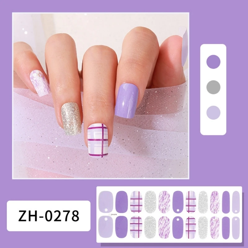 Semicured Gel Nail Stickers UV/LED Lamp Required 22Pcs Gel Nail Polish Wraps