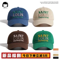 Japanese Trendy Workwear Embroidered Baseball Cap for Women Hong Kong Style Soft Top Sun-Proof Casual Black Baseball Cap for Men