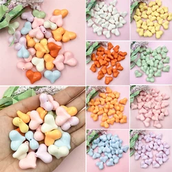 20pcs 16.5x21mm Acrylic Solid Colored Heart Loose Beads Handmade DIY Jewelry Accessories Keychain Bracelet Wholesale