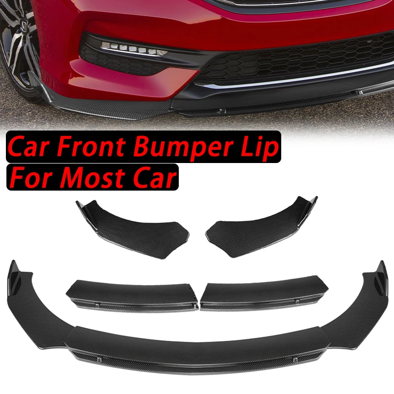 

4pcs Universal Car Front Bumper Lip Body Kit Spoiler Carbon Fibe Decorative Strip Bumper Canard Lip Splitter