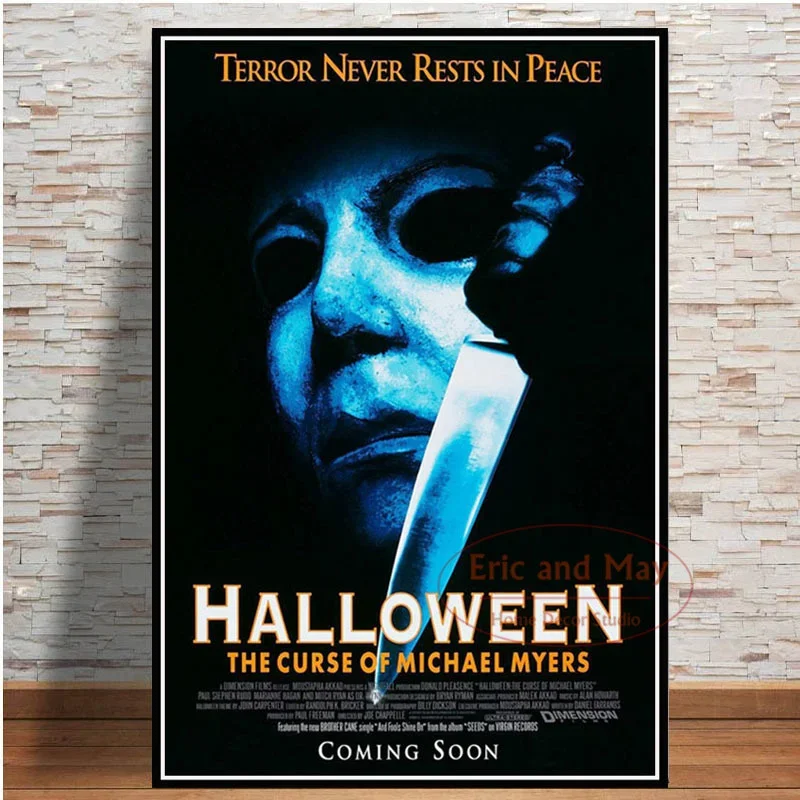 فيلم رعب مايكل مايرز للهالوين، ملصق فني مطبوع على القماش لديكور غرفة المعيشة، صورة جدار المنزل #2