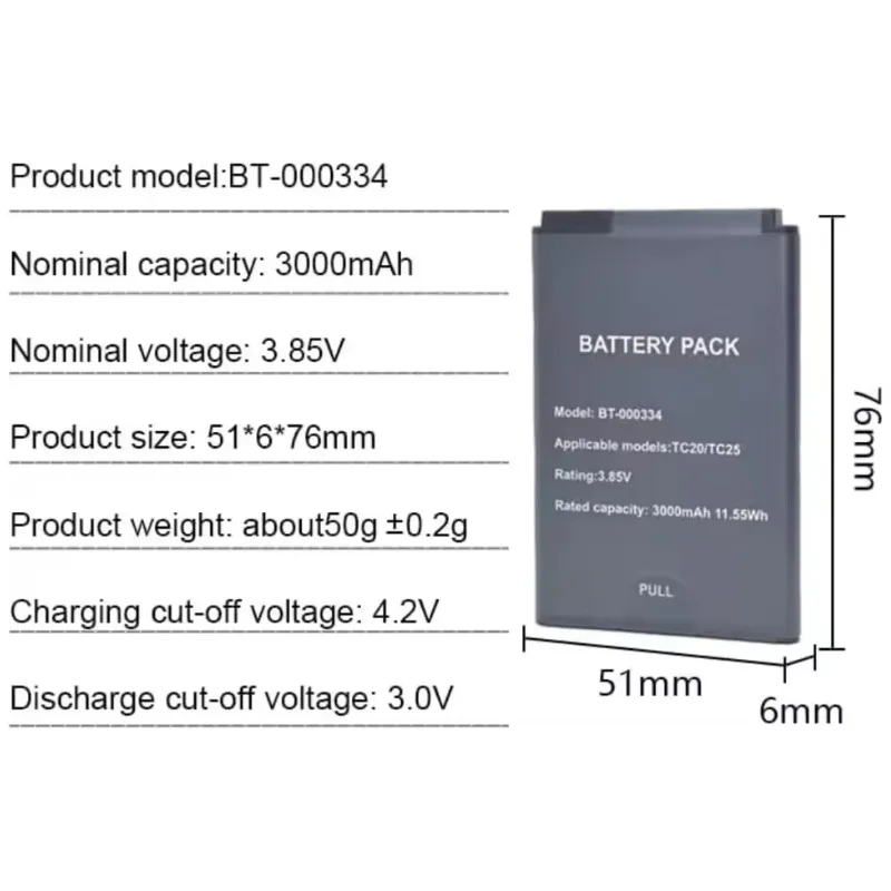 1-2Pcs BT-000334 3.85V 3Ah Barcode Scanner Battery for Zebra TC20 BTRY-TC2X-PRPK1-01 TC25 Industrial Mobile Data Terminal Batter