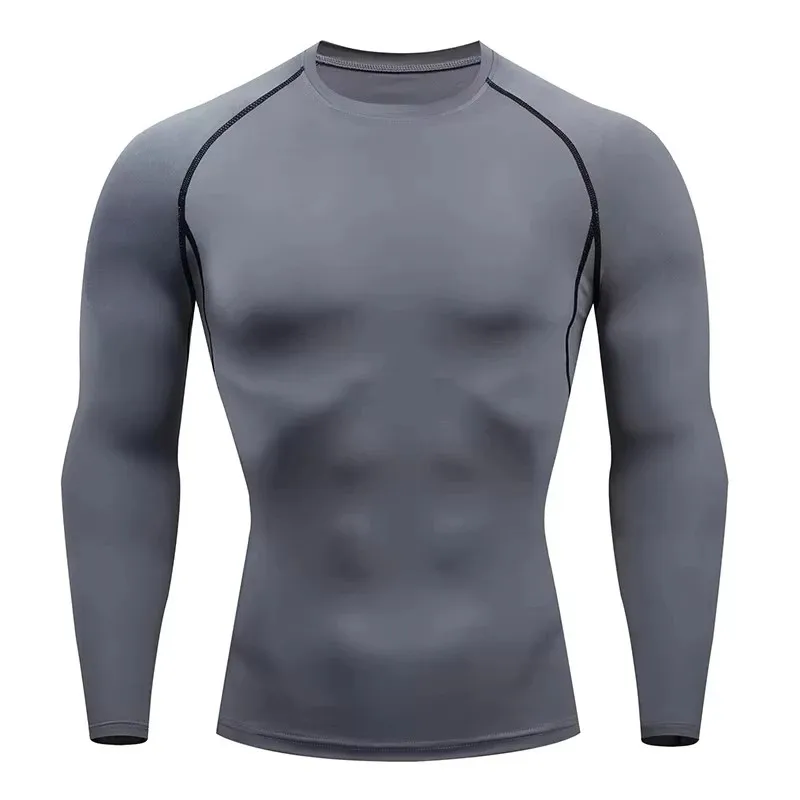 2025 New Men's Workout Compression Shirt Turtleneck Long Sleeve Rash Guard Gym Base Layer Athletic Undershirt Gear Sports Shirt