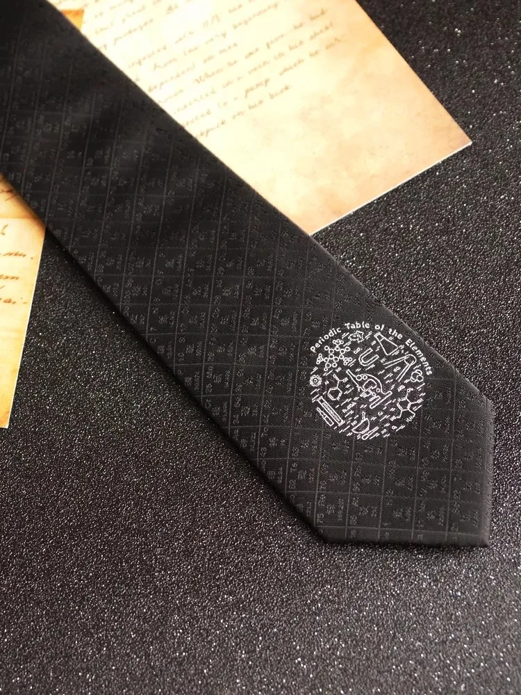 

High Quality Men Women Gift Designer Chemical Element Embroidery Black Ties For Shirt Boy Girls Performance Necktie Tie TB609