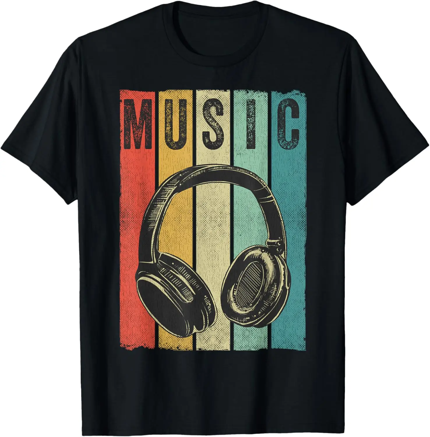 Electronic Music Lover DJ Gift Vintage Retro Headphones T-Shirt 100% Cotton O-Neck Short Sleeve Summer Casual Mens T-shirt