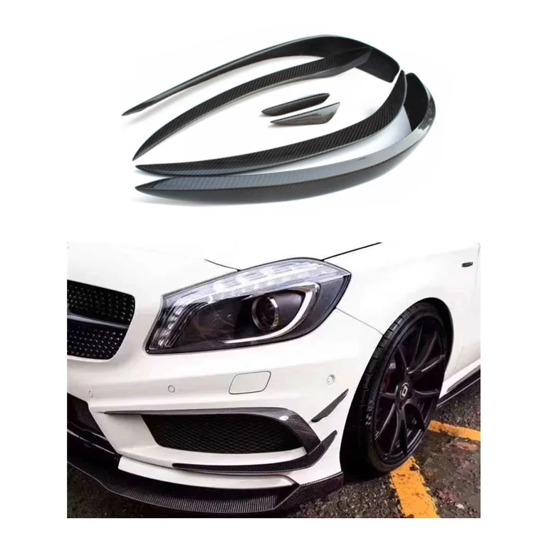 

Front Bumper Fins For Mercedes Benz A Class W176 Upgrade Carbon Fiber AMG A45 Air Vent Trims Front Canards