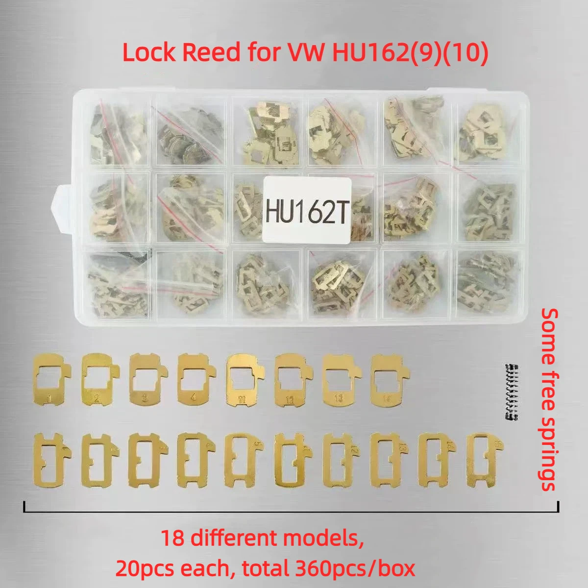 HU162(9)(10)Lock Reed Stainless Steel 18Types Each 20PCS Lock Plate For  Volkswagen HU162(9)(10)  for VW Car Lock