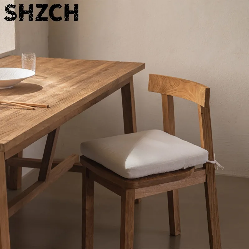 Wabi Sabi Elm Wood Dining Chairs Vintage Solid Wood Backrest Chair for Restaurant Home Seat for Cafe Dining Room Furniture view 3