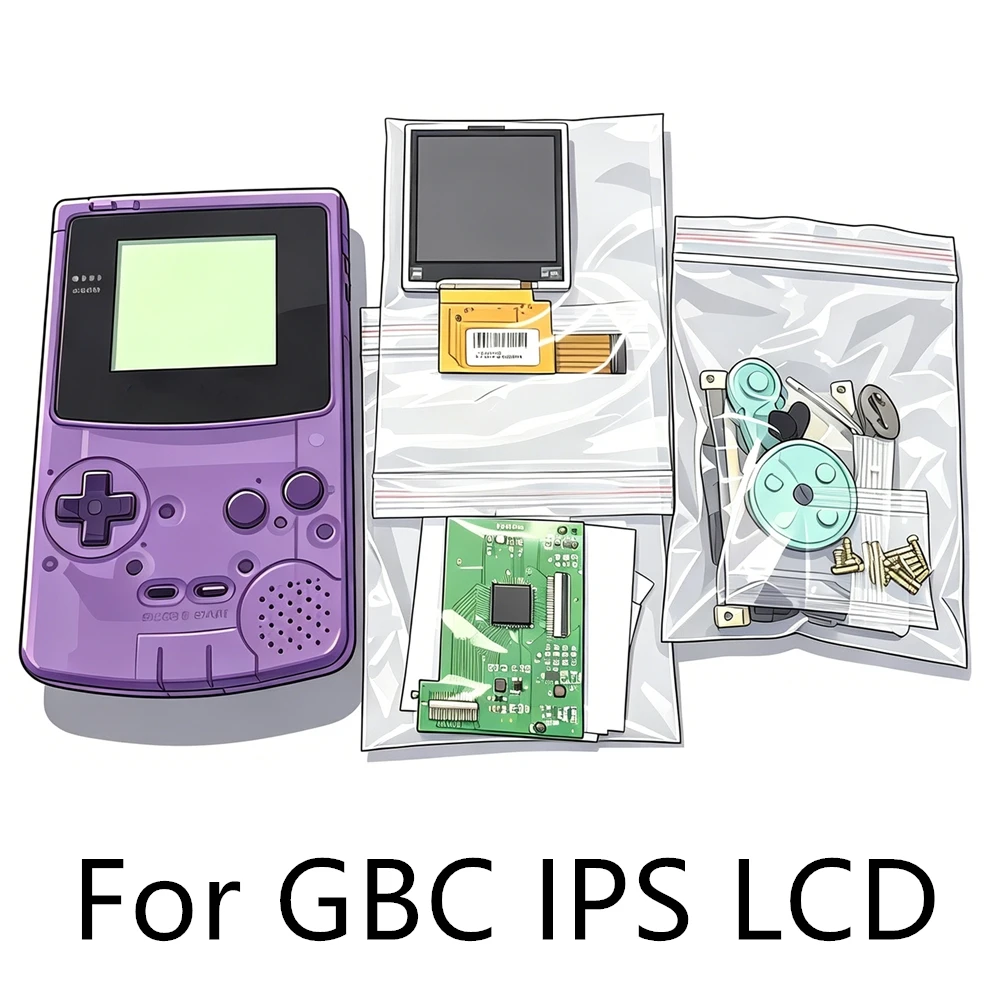 Łatwa instalacja, 2.2-calowy ekran IPS LCD o wysokiej jasności + pełny zestaw obudowy do Game Boy Color GBC, części zamienne do modyfikacji.