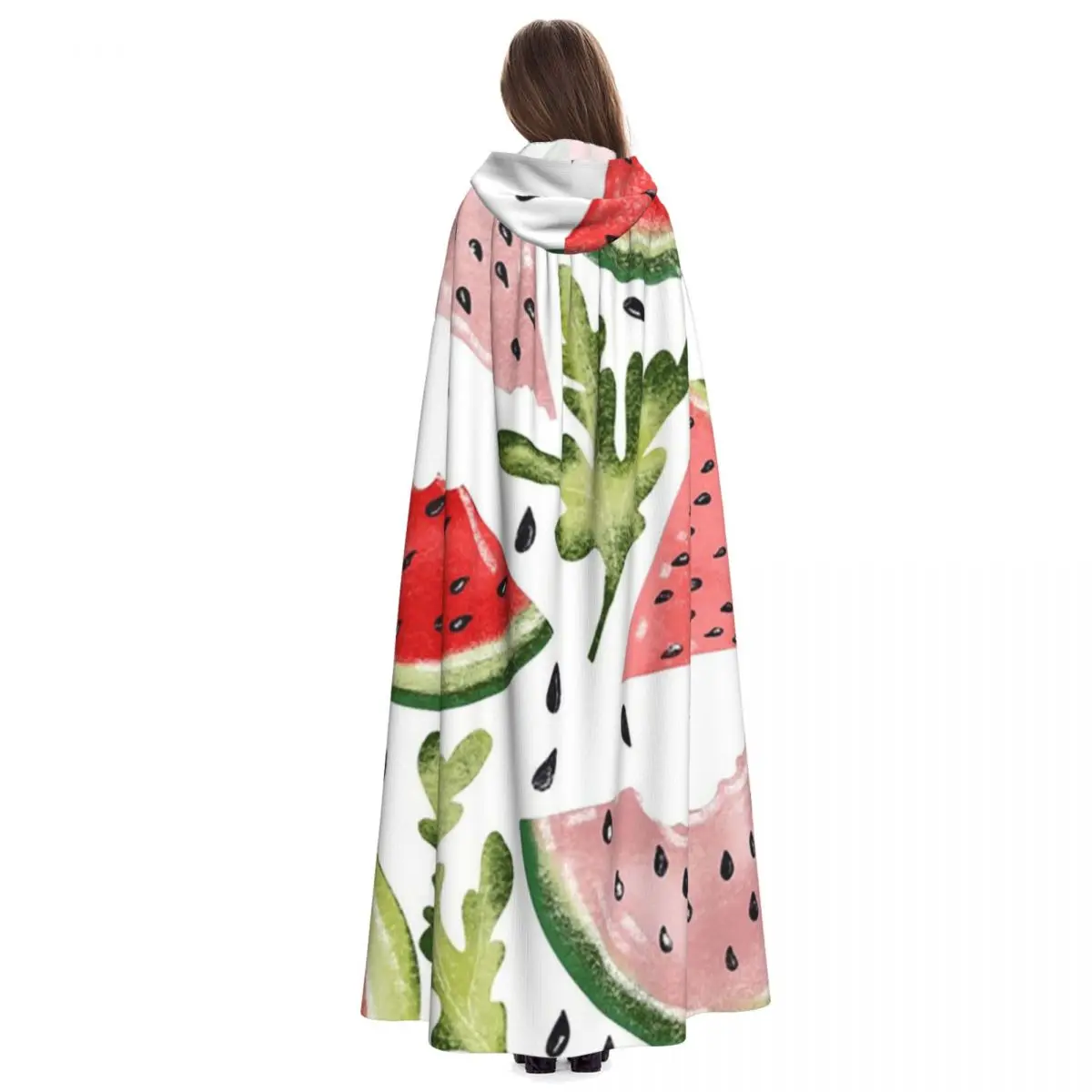 البطيخ الصيف طويل مقنعين عباءة الساحرة القرون الوسطى زي تأثيري كيب هالوين مصاص دماء الكبار للجنسين