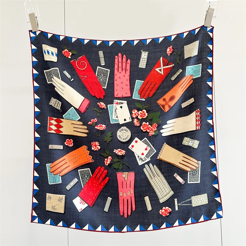 

Winter Small Scarf 65CM Hand Rolled Edges Scarfs Luxury Designer Scarfs Silk Wool Shawl Christmas Gift Neck Decoration