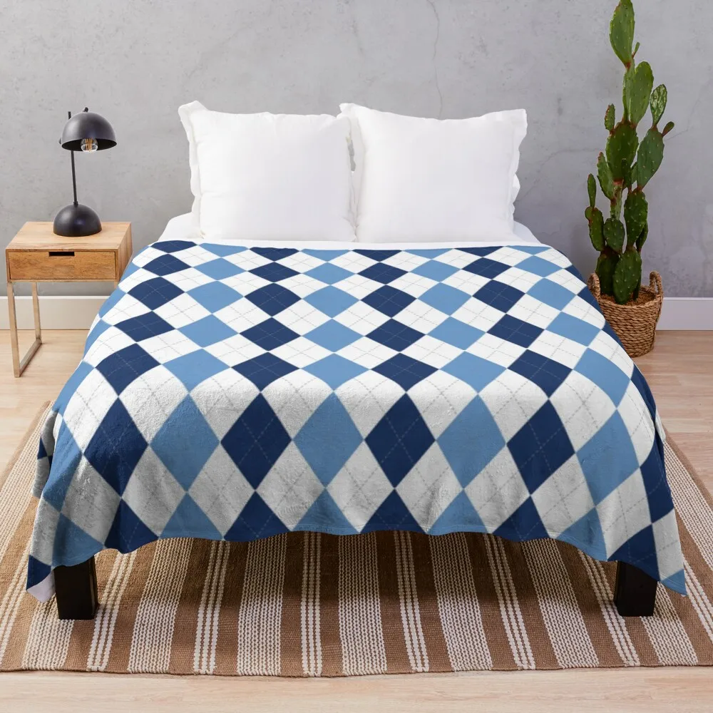 

Navy/Carolina Argyle Throw Blanket