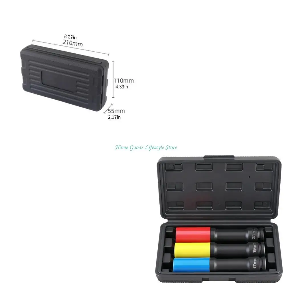 E74E Professional Socket Set 1/2 Inch Drive with Hexagonal Rounded Corner Design for Car Impact Wrenches and Stable Operation
