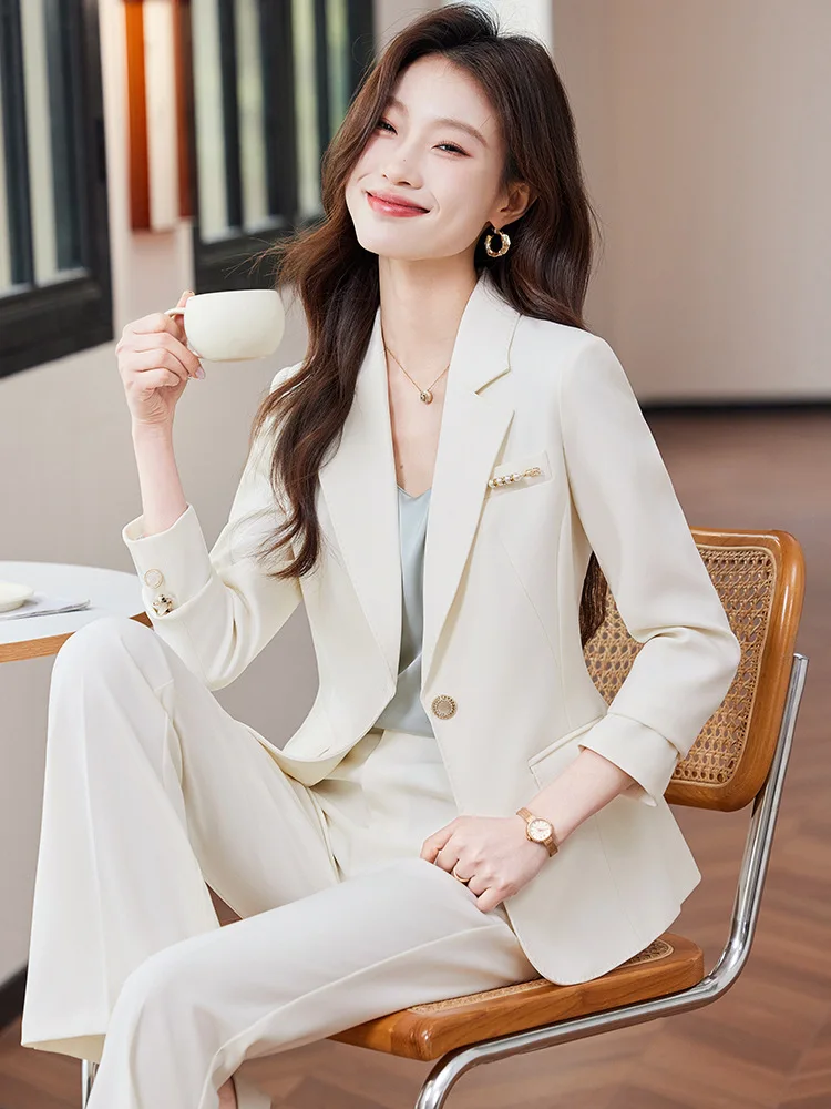 

Off-white women's suit2025New Spring and Autumn High-End Elegant Host Professional Formal Workwear Suit