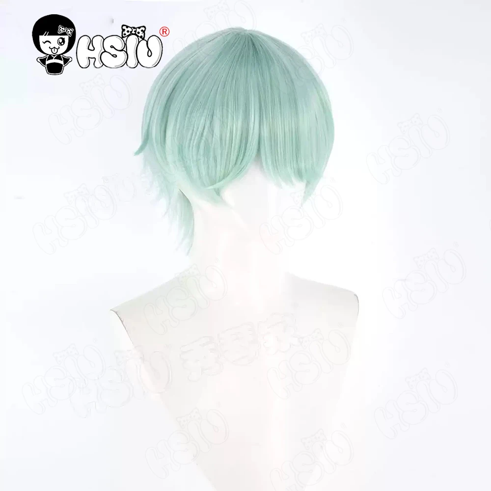วิกคอสเพลย์ Saja Boys HSIU 30 ซม. สีเขียวมิ้นต์ ผมสั้น วิกผมสังเคราะห์+หมวกวิก อนิเมะ K-Pop Demon Hunters Saja Boys Cosplay