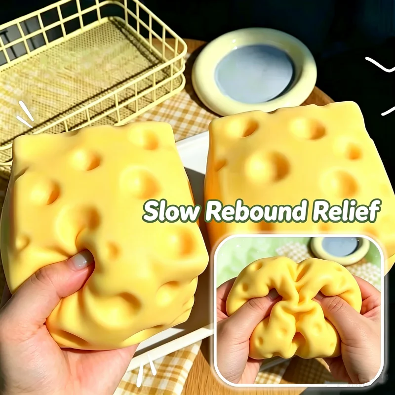 New Giant Cheese Squeeze Toy Extra Large Size Cheese Squishy Fidget Toys Slow Rebound Shapeable Venting Ball for Adults Gifts