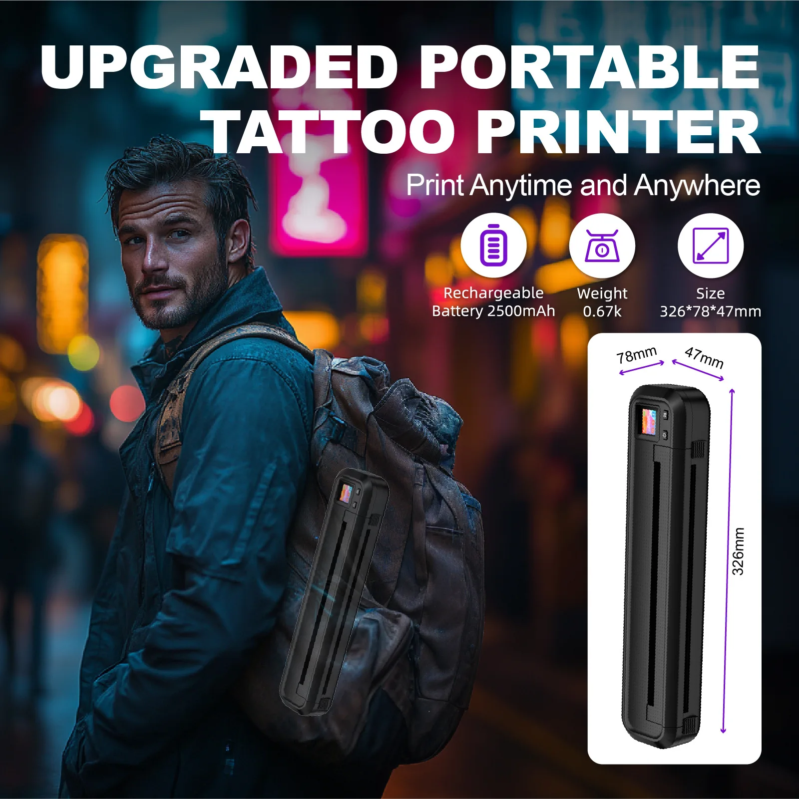 طابعة قالب نقل الوشم المحمولة، نقل LCD، طباعة رسم نسخ حراري غير لامع للهواتف المحمولة وأجهزة الكمبيوتر