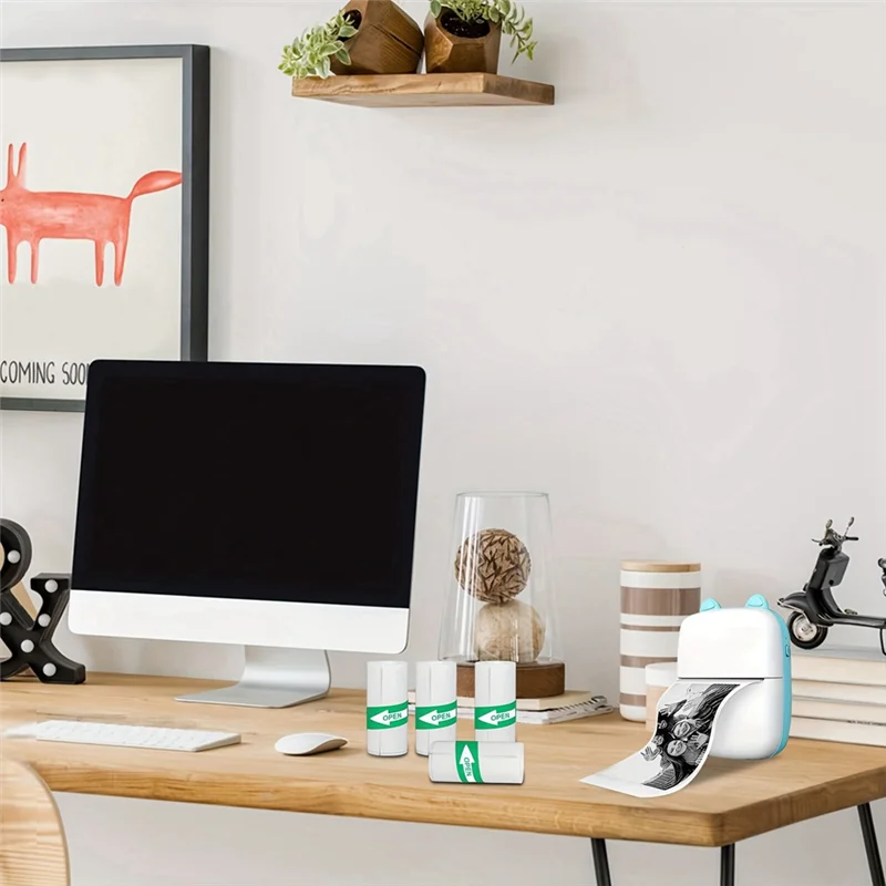 10PCS Miniเครื่องพิมพ์ความร้อนสติกเกอร์กระดาษSelf-Adhesiveป้ายสีดําสีขาวสําหรับเครื่องพิมพ์ทั้งหมดได้ถึง 57*30 มม.