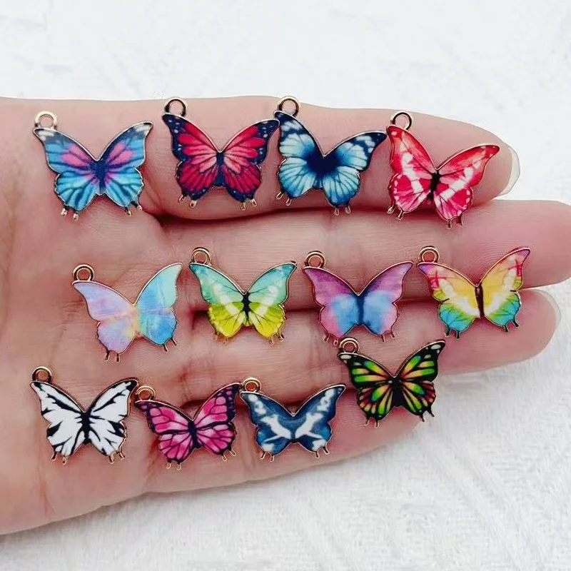 

10 шт. разноцветных подвесок-бабочек, эмалированные металлические маленькие подвески, ожерелья, браслеты, аксессуары для изготовления ювелирных изделий своими руками