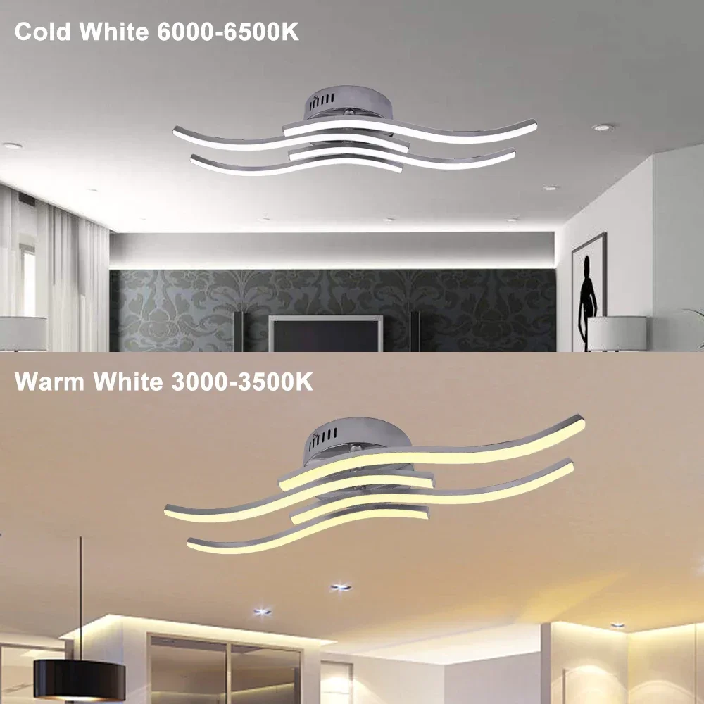 12W 18W 24W lampadario a soffitto a LED bianco caldo/bianco plafoniera a LED Wave lampada da soffitto per interni in stile curvo per la casa AC85-265V