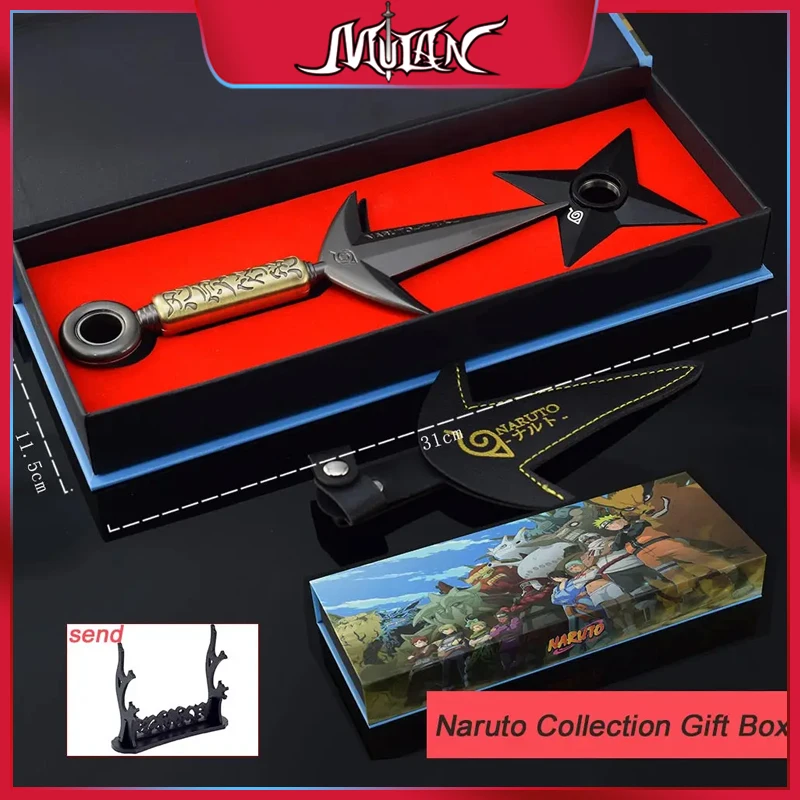 

Naruto Weapons Gifts Box Rotating Hand Sword Shuriken Flying Thunder God Metal Katana Model Anime Peripherals Collectible Toys